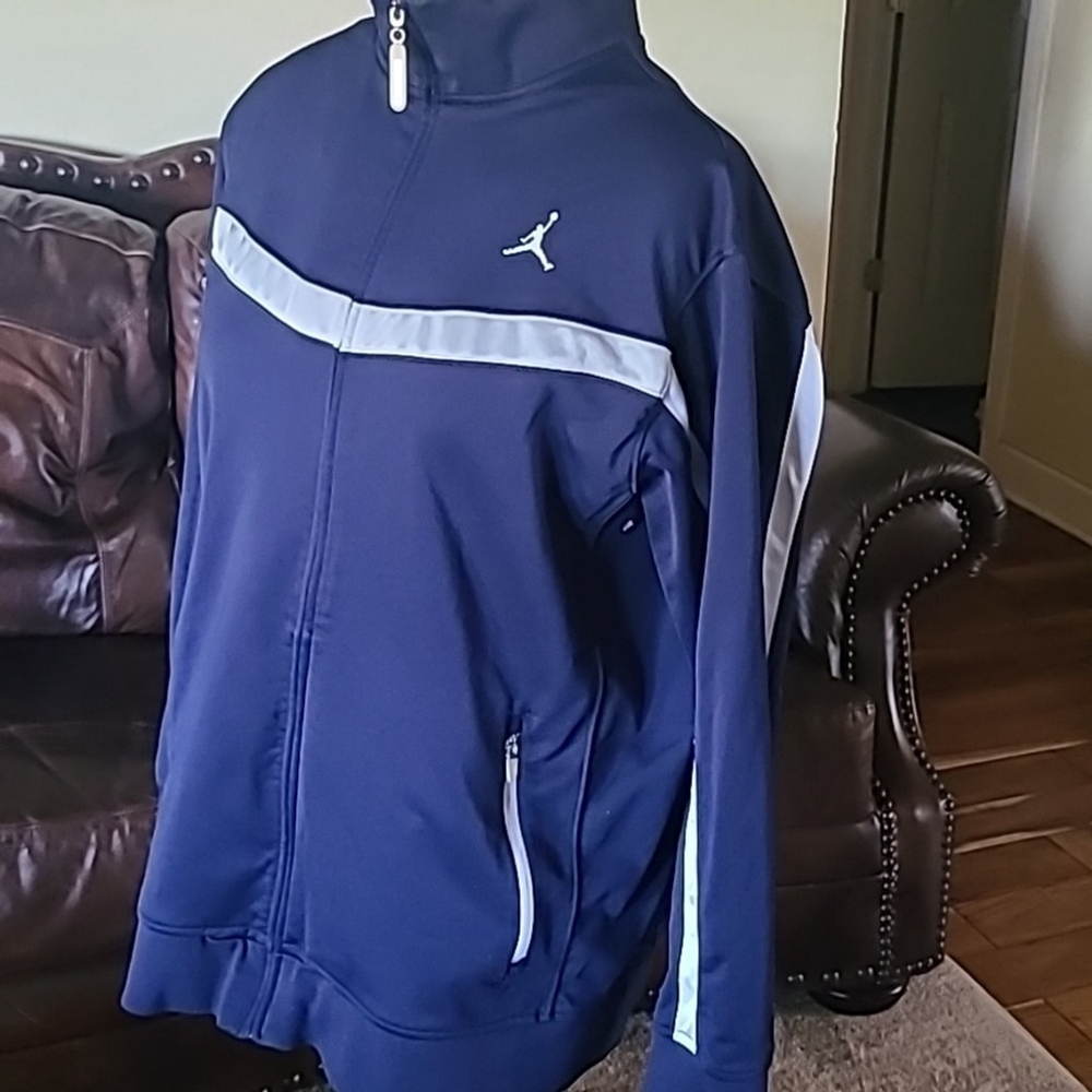 Jordan track warm up jacket. Blue /white piping. Sz. Large (#1406) vintage